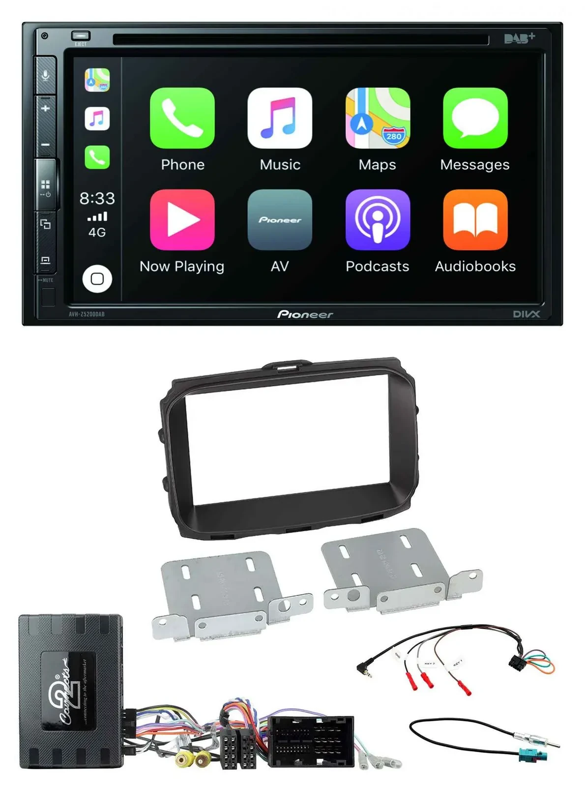 Автомагнитола Pioneer 2DIN, DVD, DAB, Bluetooth, USB для Alfa Romeo Giulietta с поддержкой управления на руле