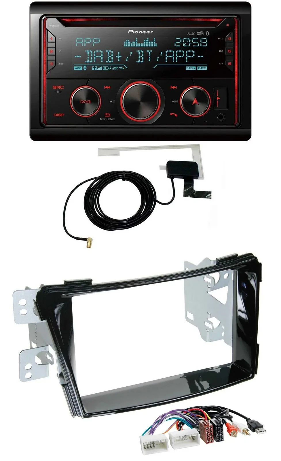 Автомагнитола Pioneer 2-DIN, CD, MP3, USB, Bluetooth, DAB, для Hyundai i40 (с 2011), черный (рояльный лак)