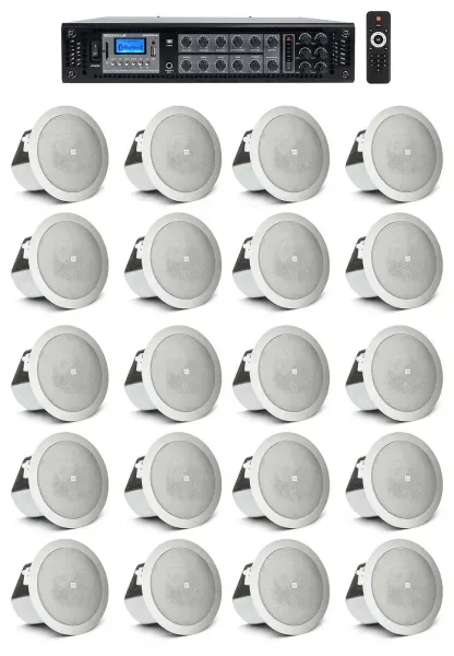 (20) JBL 3" Ceiling Speakers+6-Zone Bluetooth Amplifier For Hotel/Office/Diner