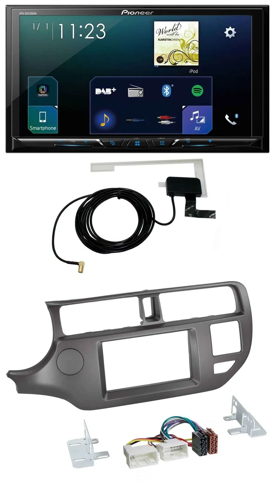 Автомагнитола Pioneer 2-DIN DAB USB MP3 Bluetooth для Kia Rio UB (2011–2014), антрацит
