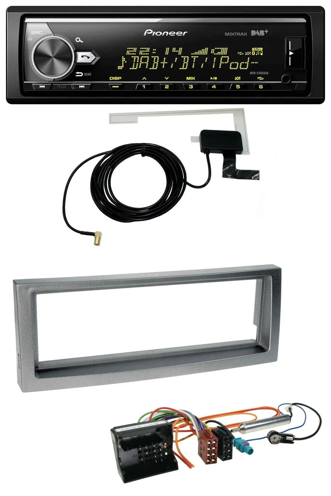 Автомагнитола Pioneer Bluetooth, DAB, USB, MP3 для Citroen C5/Peugeot 407 (с 2004), серый