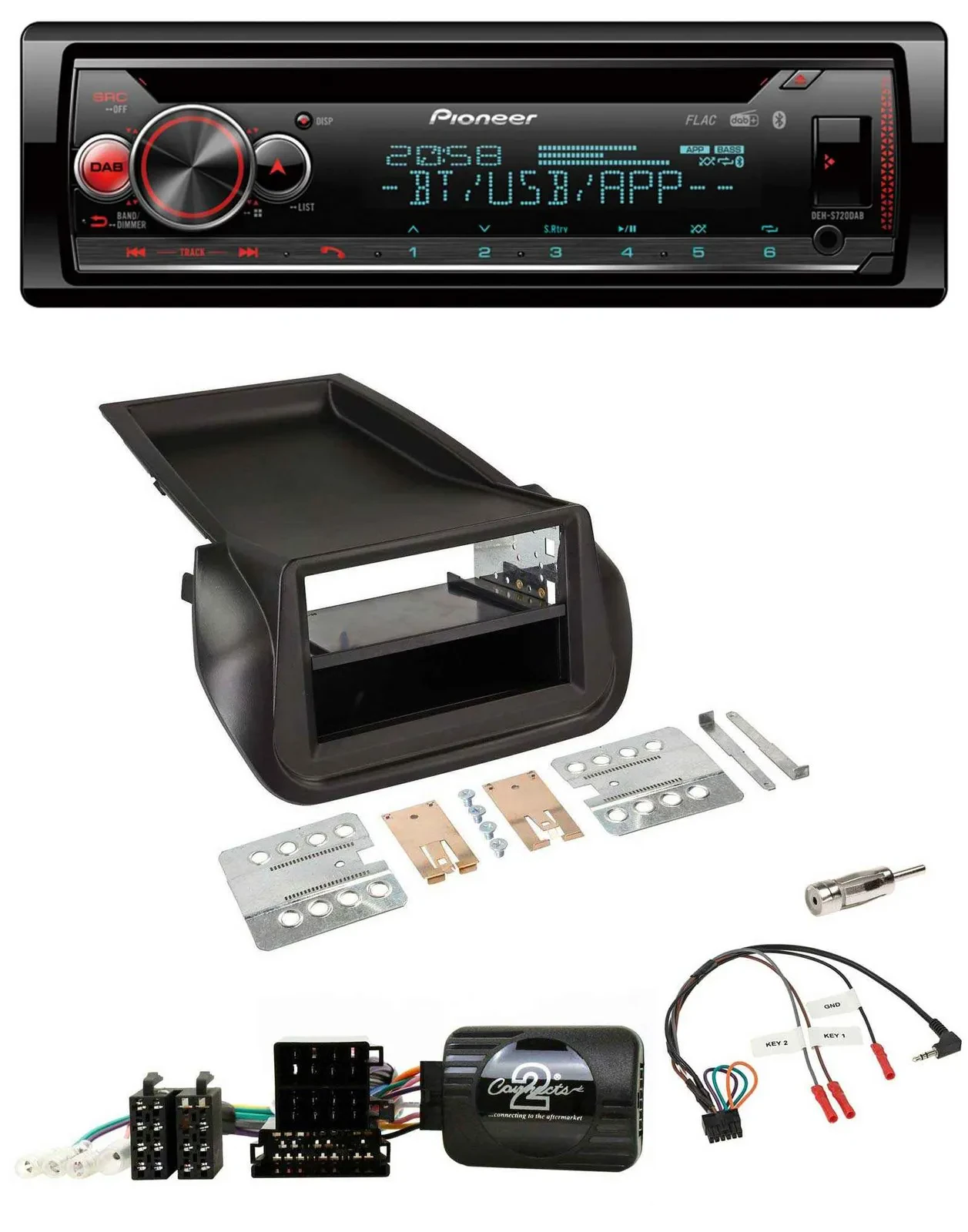 Автомагнитола для FIAT Fiorino (с 2008) Pioneer DAB, CD, Bluetooth, USB, поддержка кнопок на руле