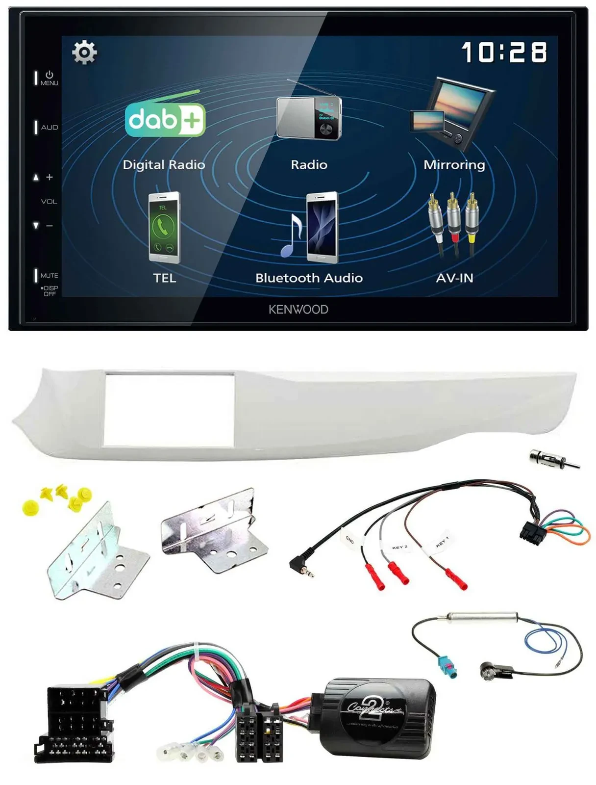 Автомагнитола для Alfa Romeo Giulietta 2010–2014 Kenwood 2DIN, Bluetooth, USB, DAB, поддержка управления на руле