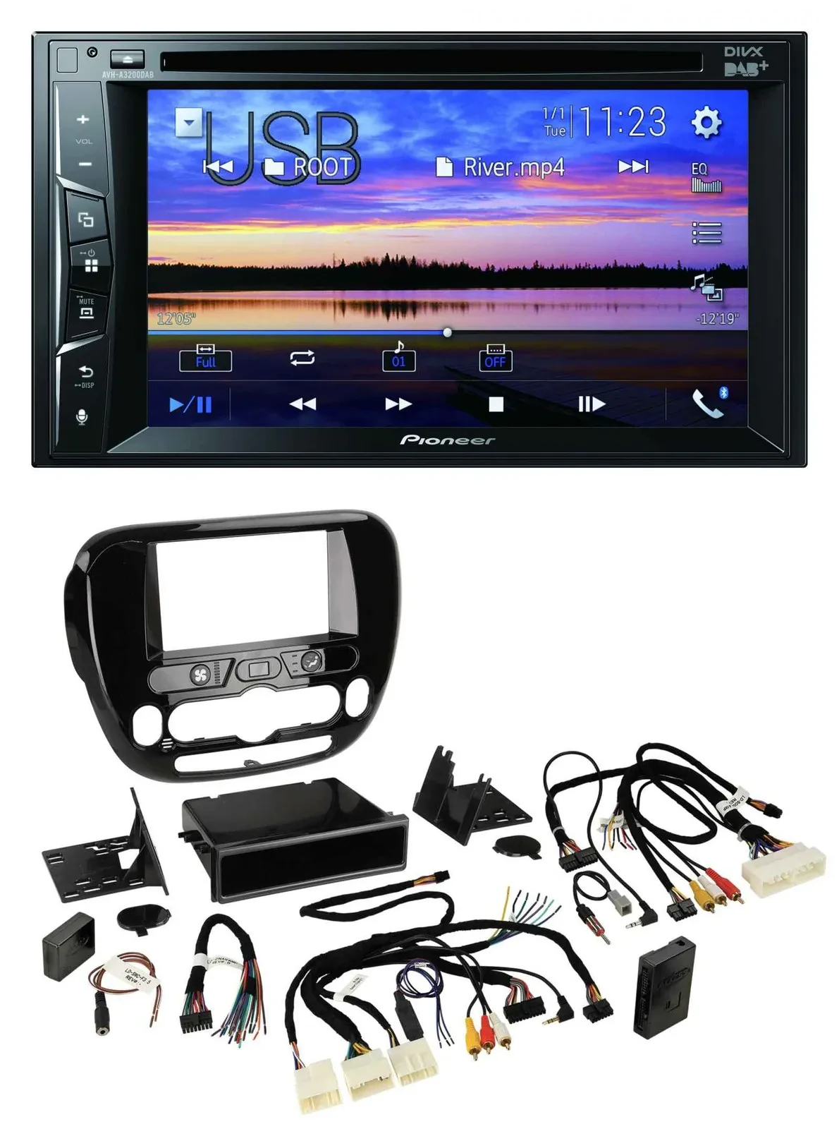 Автомагнитола Pioneer 2DIN Bluetooth USB DVD DAB для Kia Soul с 2014, с поддержкой управления на руле