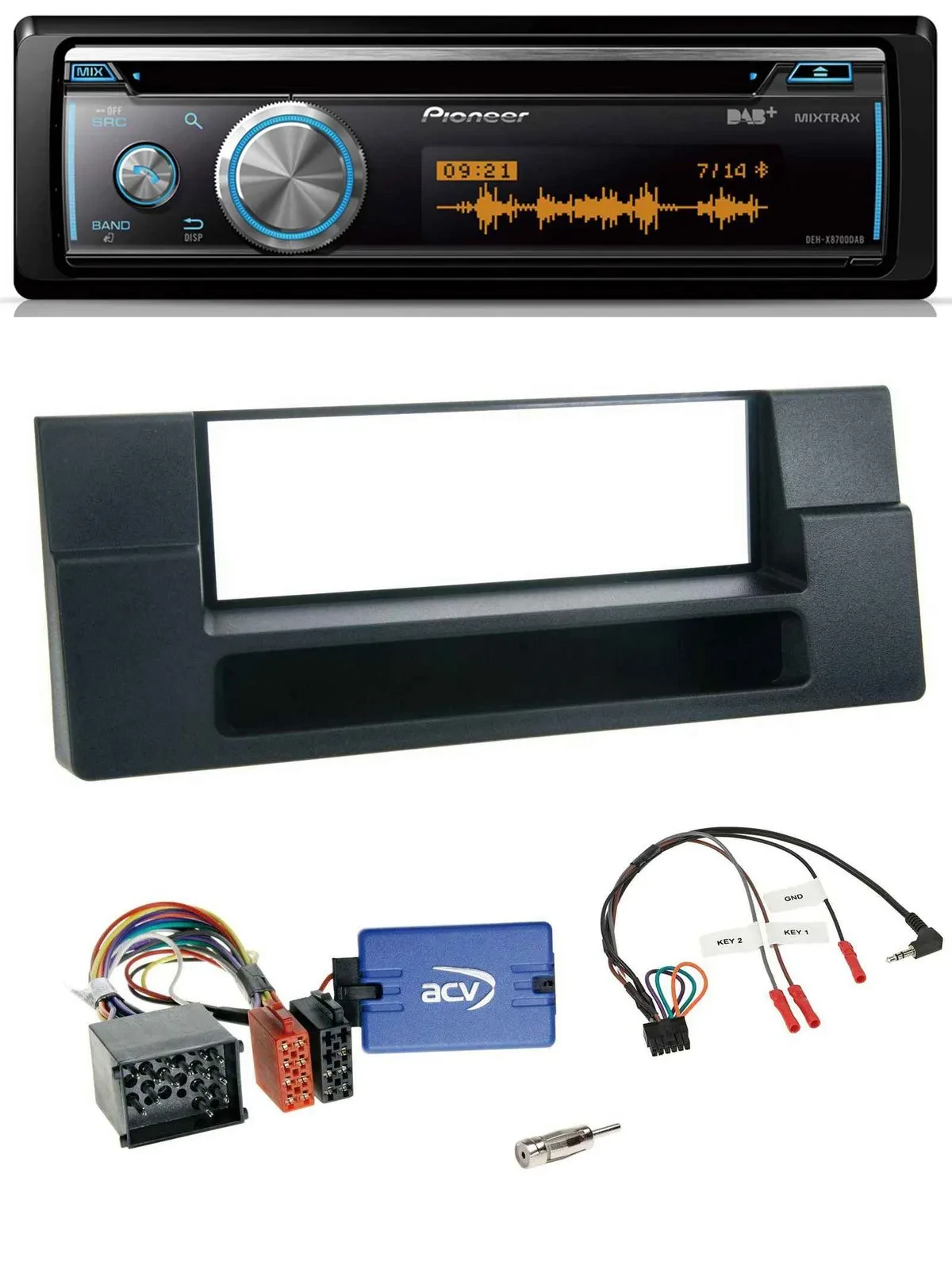 Pioneer Lenkrad DAB USB CD Bluetooth Autoradio für BMW 5er Ablage Rundpin