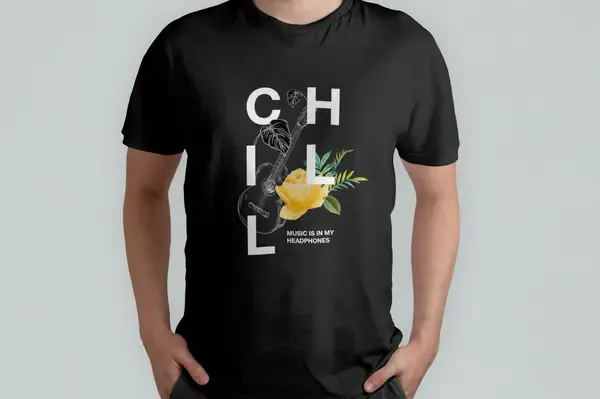 Футболка Popmerch WBM116 "Chill Flowers" черная, женская, размер M