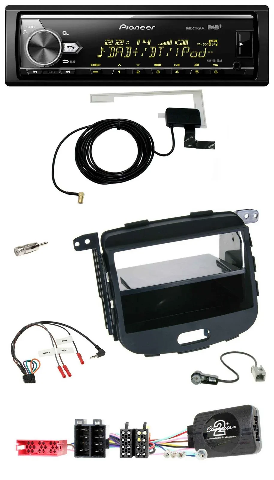 Pioneer Bluetooth DAB USB Lenkrad Autoradio für Hyundai i10 09-13 schwarz Rubber