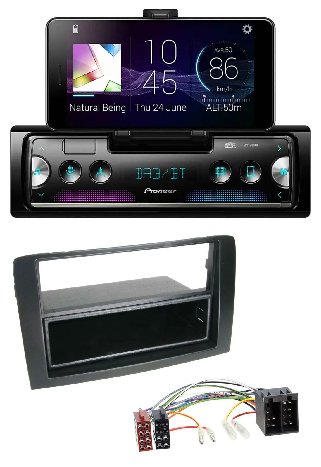 Автомагнитола для Fiat Idea (350 03-11) Pioneer USB, MP3, Bluetooth, DAB, черная