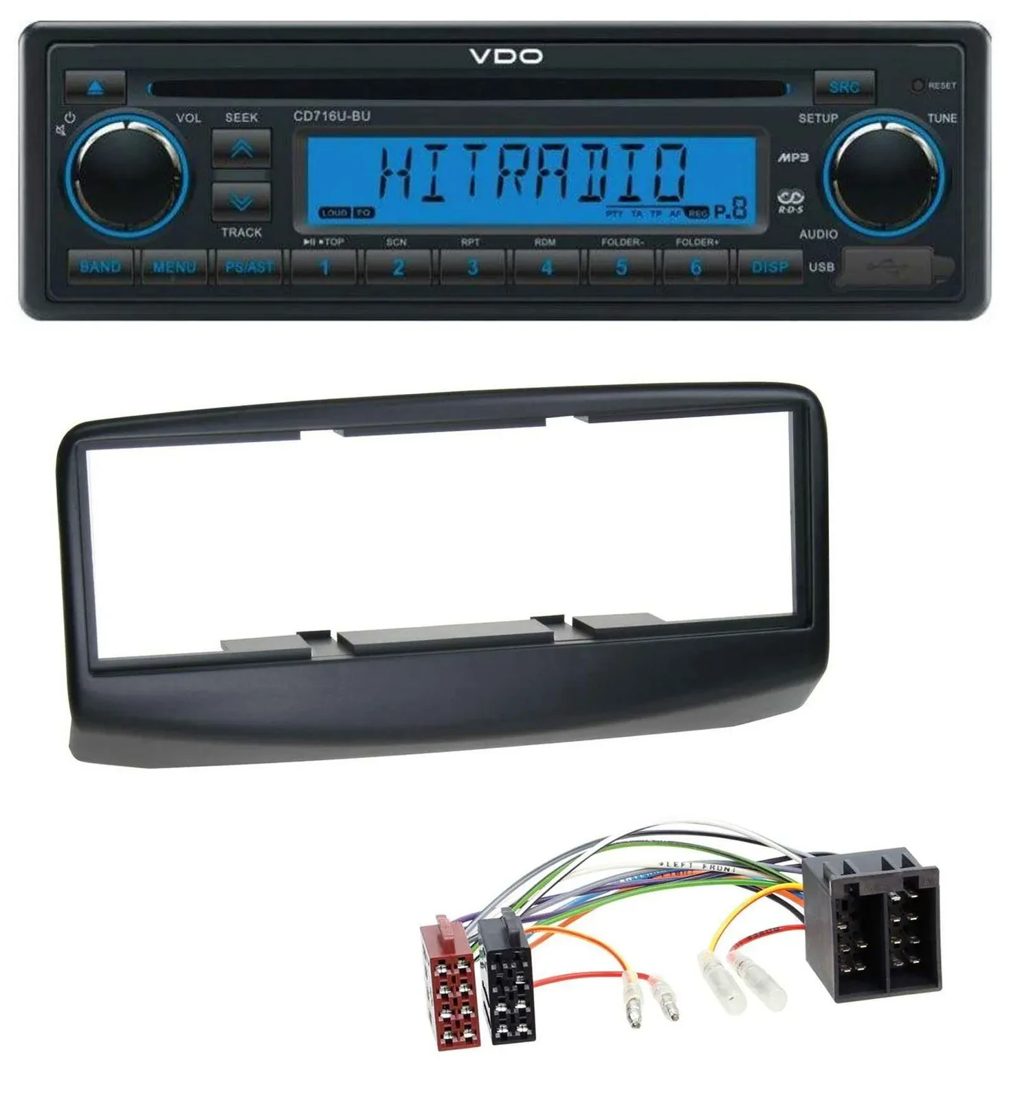 VDO AUX MP3 1DIN CD USB Autoradio für Fiat Multipla 186 Facelift 2006-2010