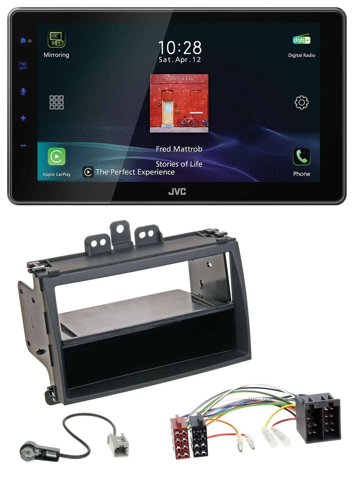JVC DAB MP3 Bluetooth USB Autoradio für Hyundai i20 08-11 Rubber-Touch Ablagefac