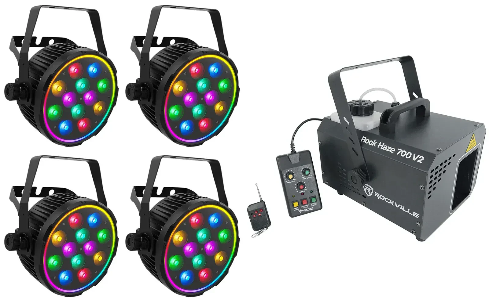 Комплект светового оборудования Chauvet DJ SlimPAR Pro Pix RGBAW+UV LED DMX с дым-машиной