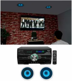 Technical Pro DV4000 Home Theater DVD Receiver+2) 6.5" Blue LED Ceiling Speakers