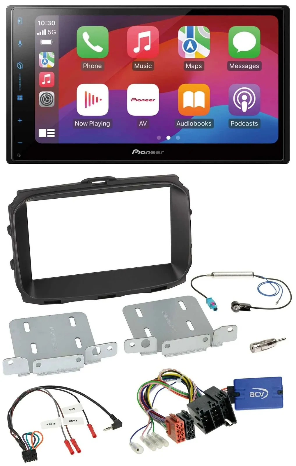 Автомагнитола для Alfa Romeo Giulietta Pioneer 2DIN DAB, USB, Bluetooth, управление с рулевого колеса