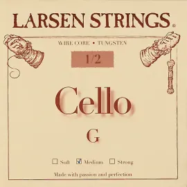 Larsen Strings Original Cello G String 12 Size, Medium Tungsten, Ball End