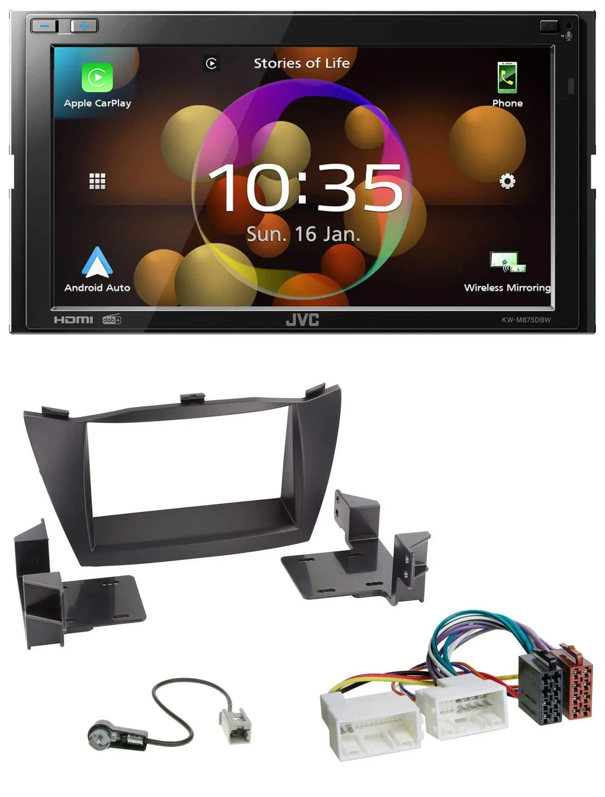 JVC DAB MP3 2DIN Bluetooth USB Autoradio für Hyundai Tucson 2010-2015