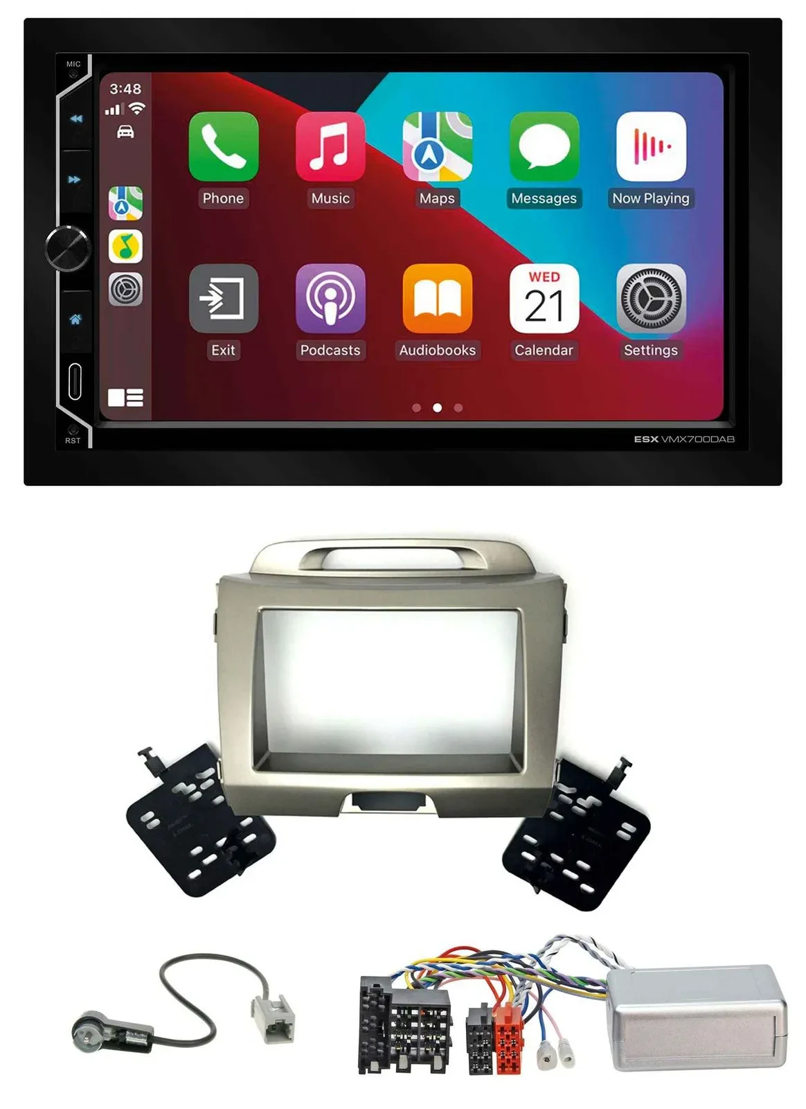 ESX 2DIN DAB USB Lenkrad Bluetooth Autoradio für Kia Sportage 3 2010-2015 silber