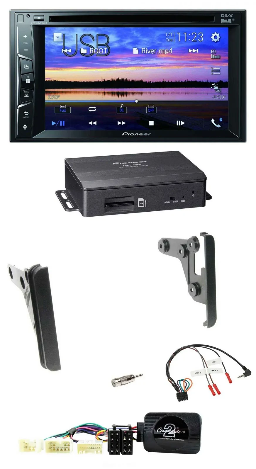 Pioneer 2DIN TMC DAB Lenkrad USB Bluetooth Navigation für Toyota FJ ab 2007