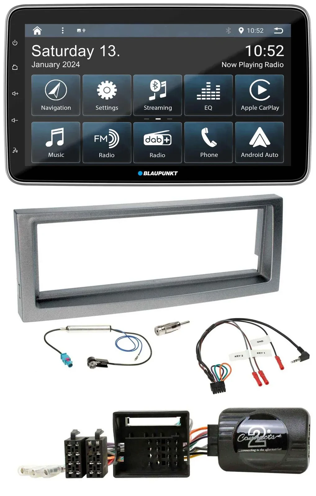 Blaupunkt USB DAB SD Lenkrad Bluetooth Autoradio für Citroen C5 ab 2005 grau-met