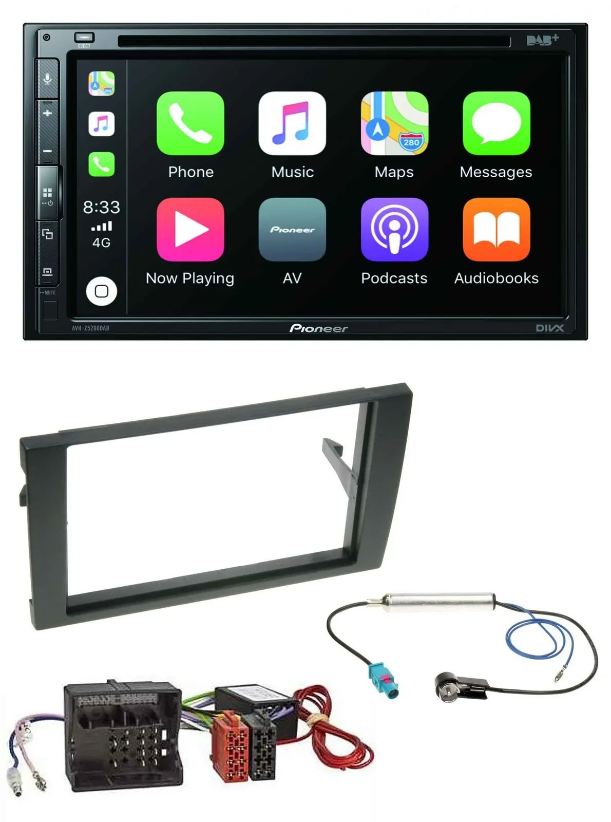 Pioneer DVD 2DIN MP3 DAB Bluetooth USB Autoradio für Audi A4 B7 04-08 Aktivsyste