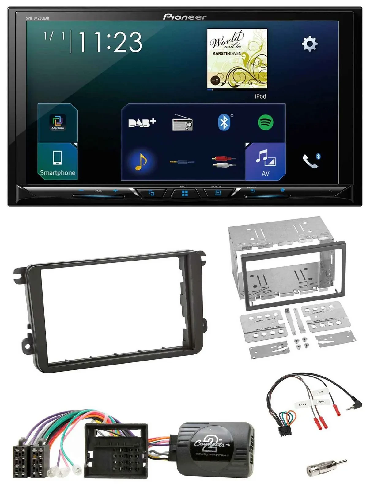 Pioneer Lenkrad Bluetooth USB 2DIN DAB Autoradio für Skoda Fabia 5J 2007-2014