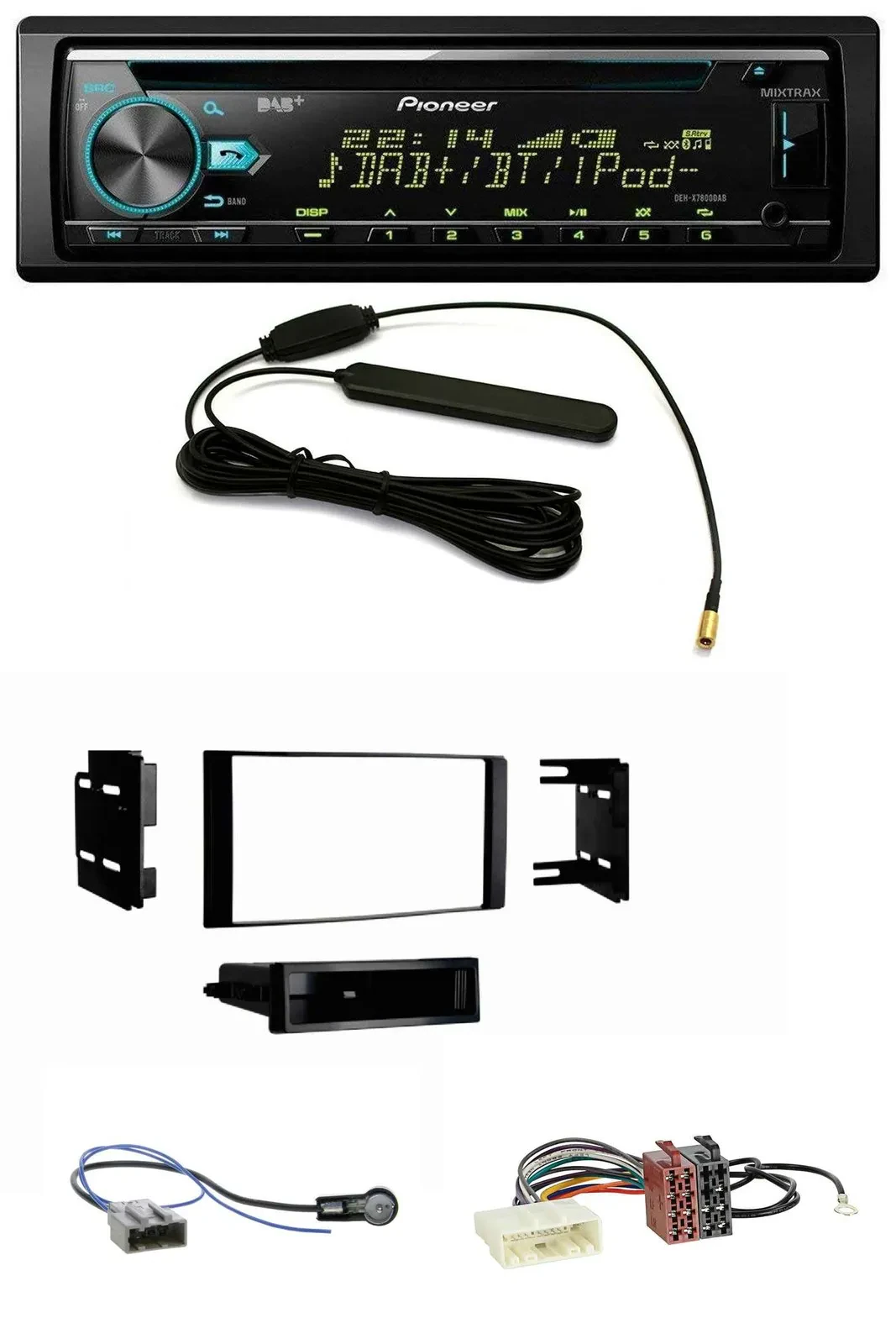 Pioneer CD MP3 AUX DAB USB Autoradio für Nissan Micra 2013-2017 schwarz matt