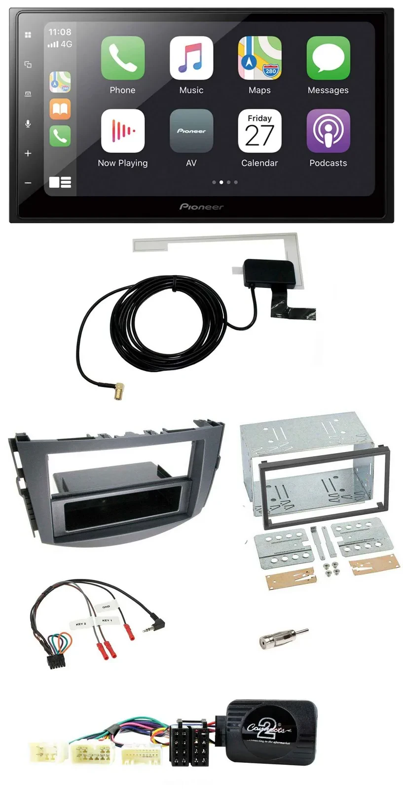 Автомагнитола для Toyota RAV4 2006–2011 Pioneer 2DIN, Bluetooth, DAB, USB, управление на руле