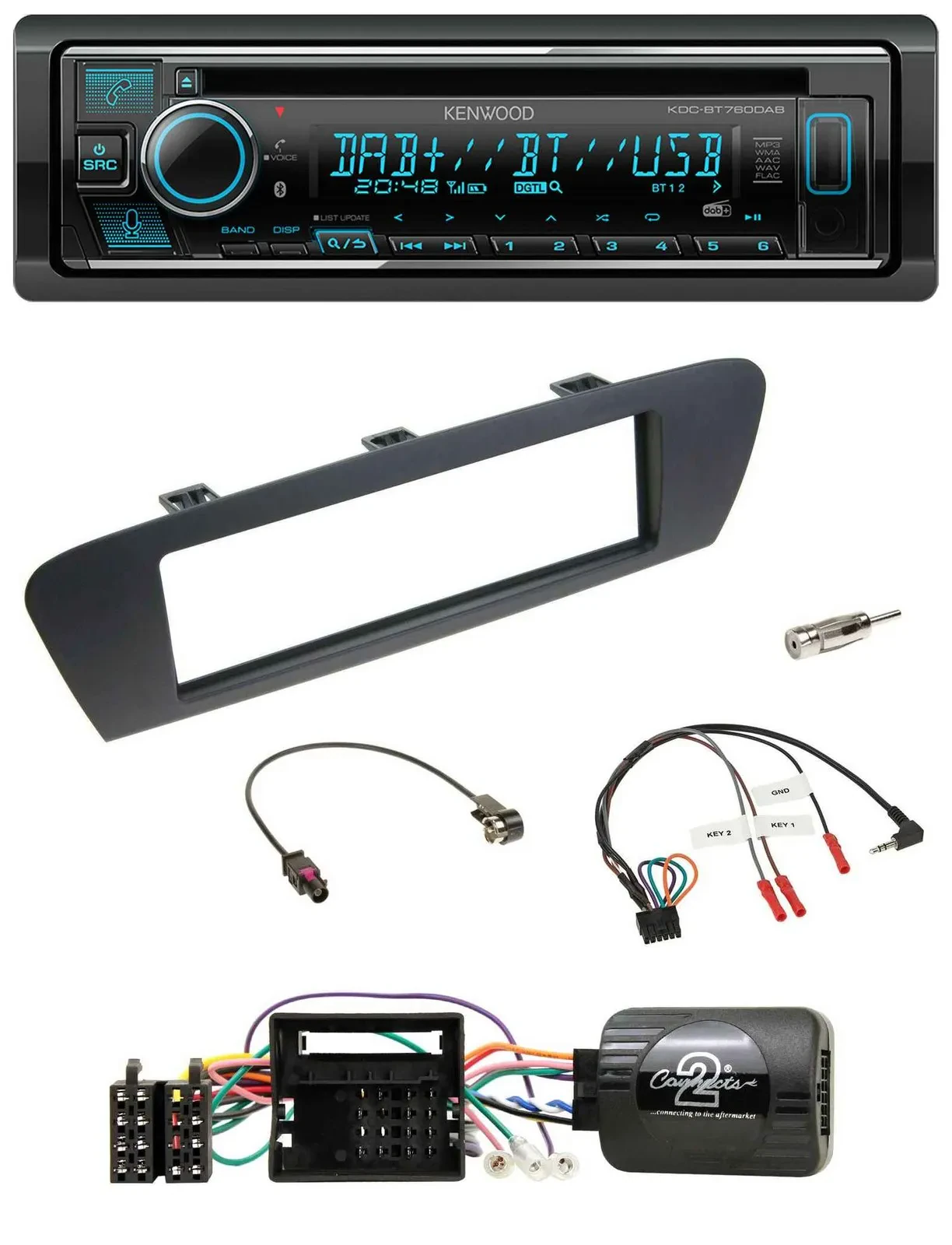 Автомагнитола Kenwood Bluetooth, DAB, USB, CD для Renault Grand Scenic (с 2009)