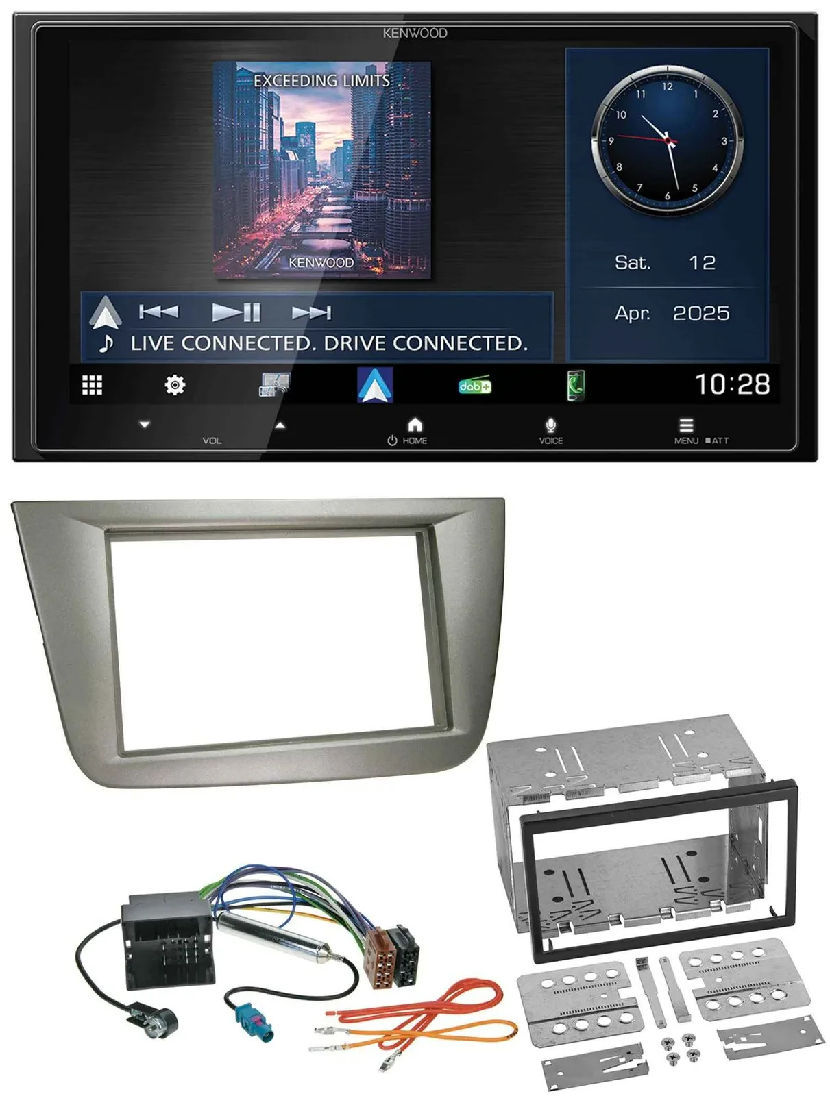 Kenwood Bluetooth 2DIN USB DAB MP3 Autoradio für Seat Altea XL Altea Toledo silb