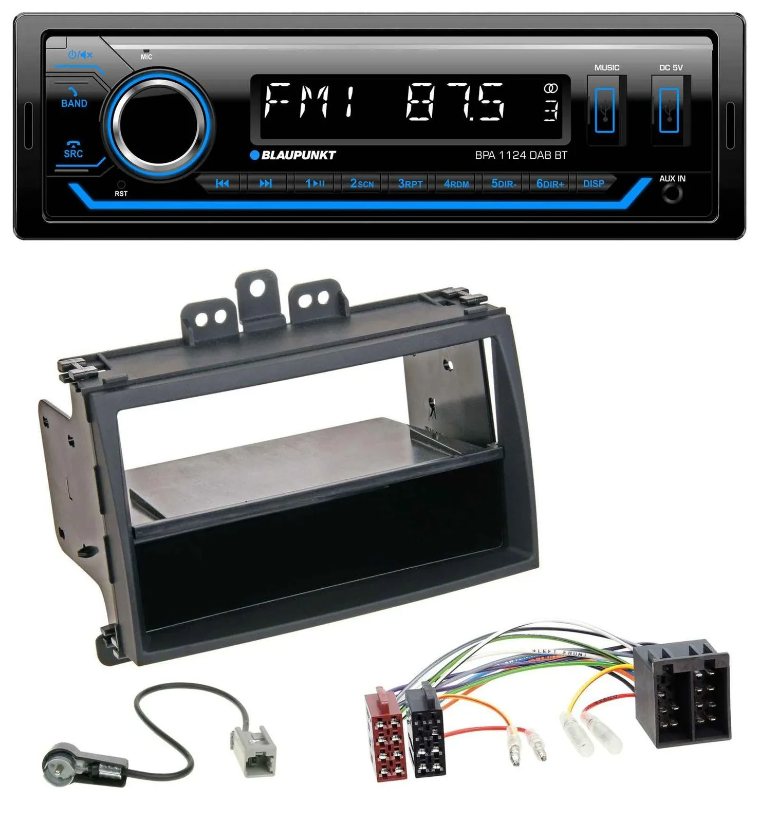 Автомагнитола для Hyundai i20 (2008–2011) Blaupunkt Bluetooth USB DAB MP3 Rubber-Touch