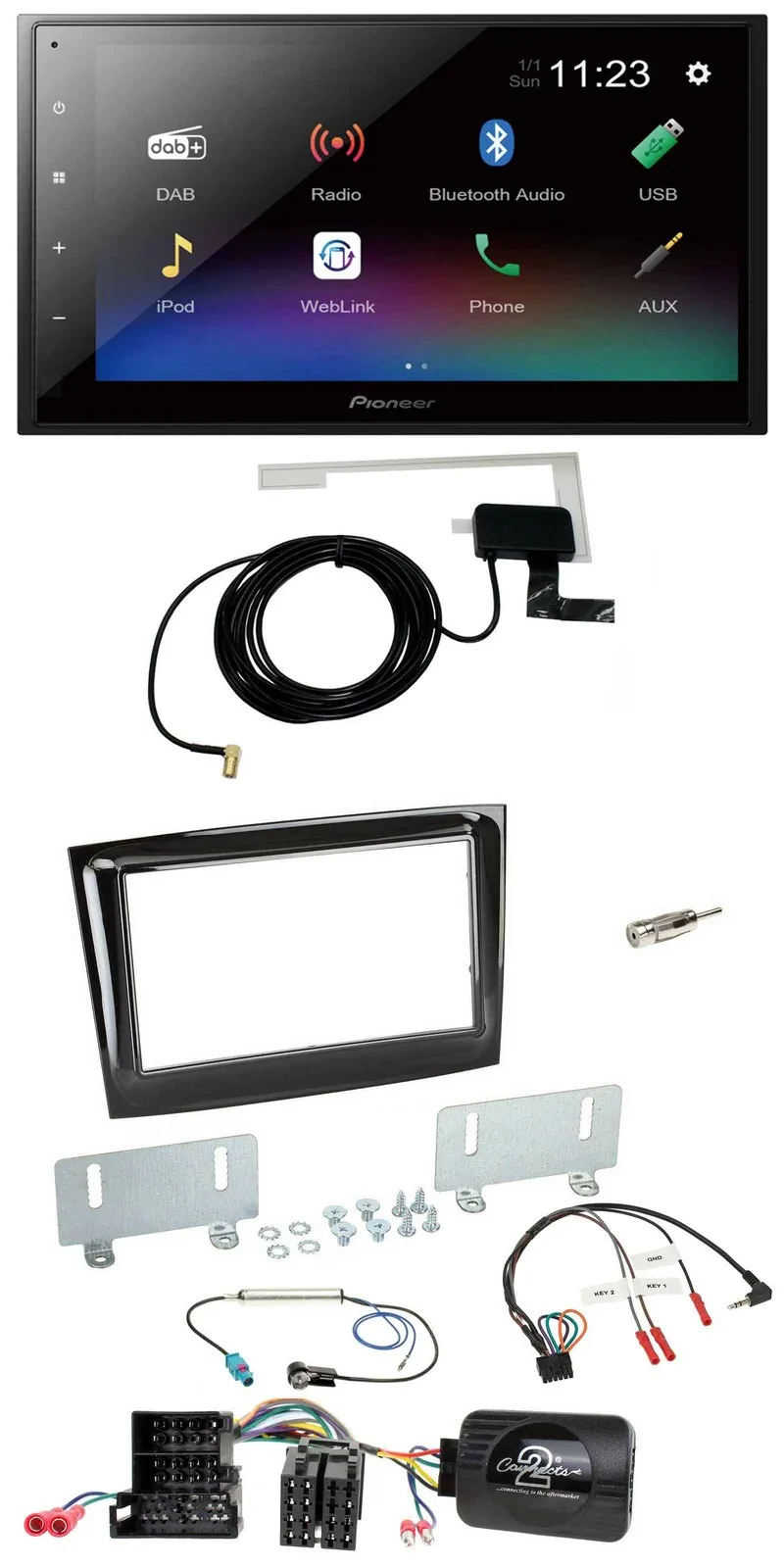 Pioneer DAB Lenkrad Bluetooth 2DIN USB Autoradio für Fiat Doblo ab 15 Mini-ISO p