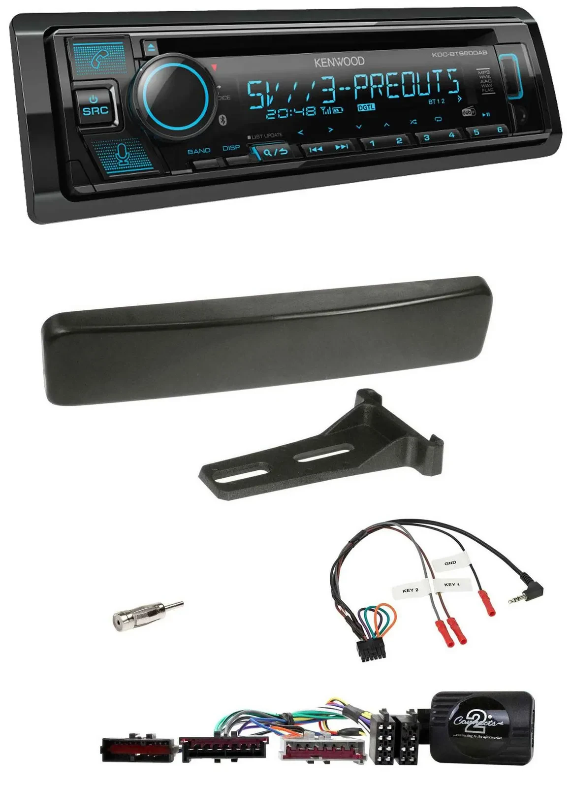 Kenwood Bluetooth USB CD Lenkrad DAB Autoradio für Ford Focus Mondeo schwarz