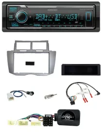 Kenwood Bluetooth Lenkrad DAB USB Autoradio für Toyota Yaris 2007-2011 silber
