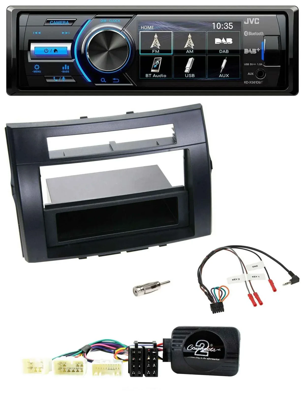 JVC Bluetooth Lenkrad USB DAB Autoradio für Toyota Corolla Verso 04-07 schwarz