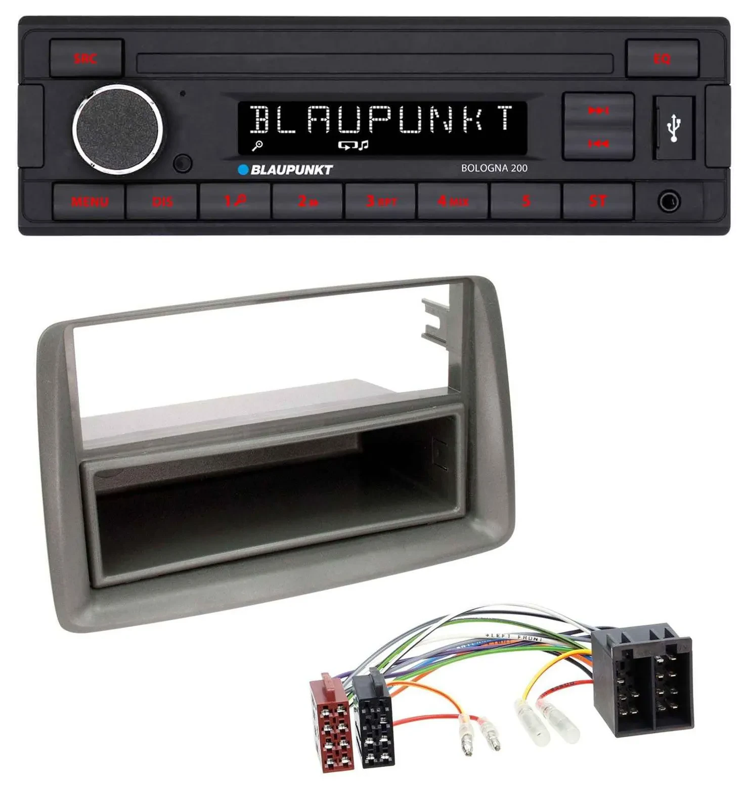 Blaupunkt MP3 AUX USB 1DIN Autoradio für Fiat Panda (169 2003-2012) grau