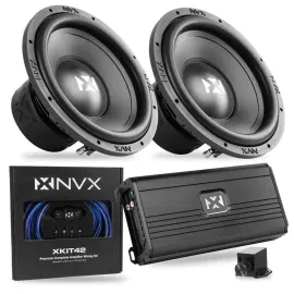 NVX NSW124v3 12" Subwoofer + Monoblock Amplifier with Wiring Kits