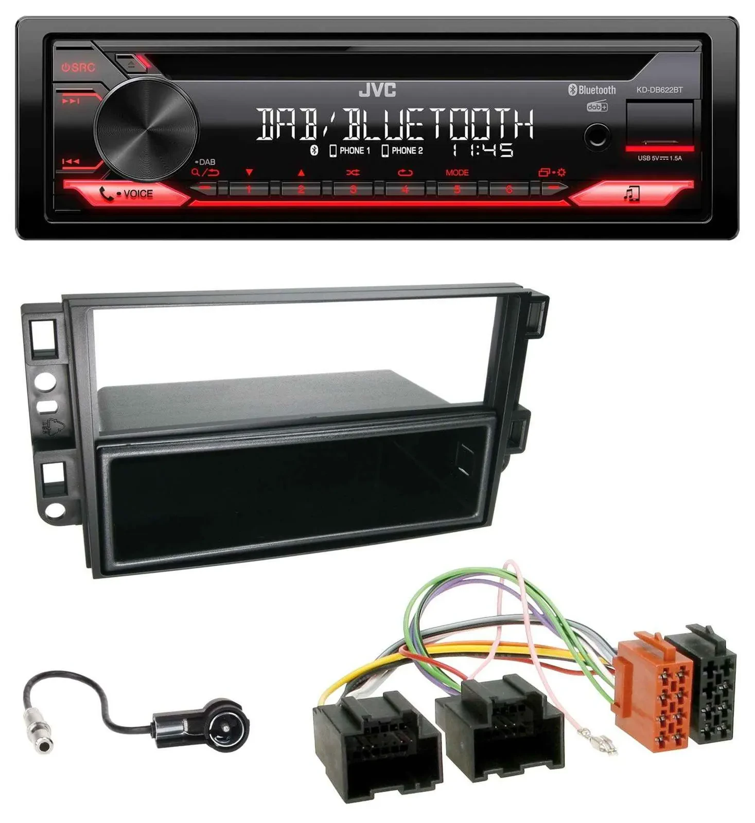 JVC CD DAB USB Bluetooth MP3 Autoradio für Chevrolet Aveo Epica Captiva 06-11