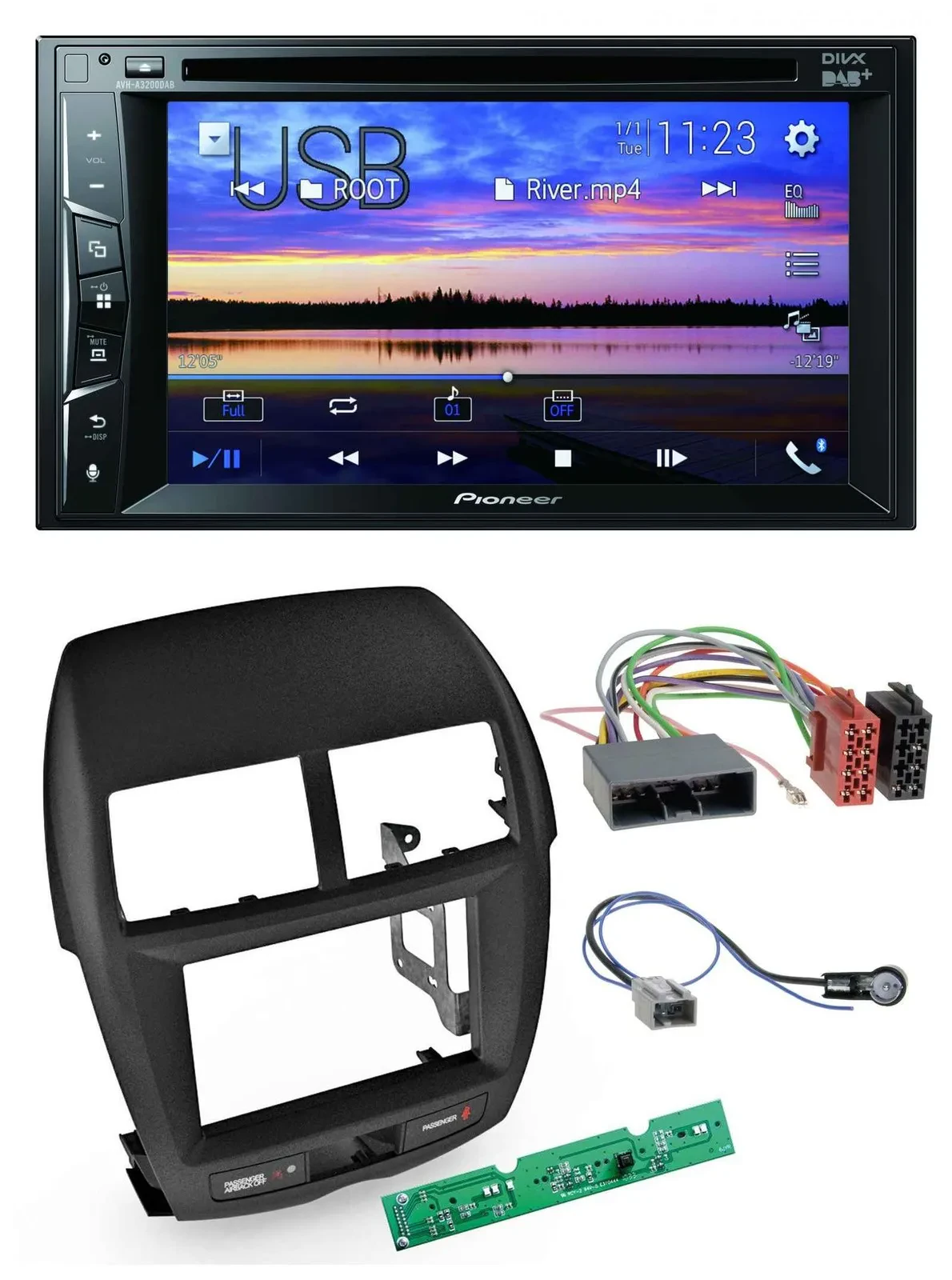 Pioneer Bluetooth 2DIN USB DVD DAB MP3 Autoradio für Mitsubishi ASX 2010-2014