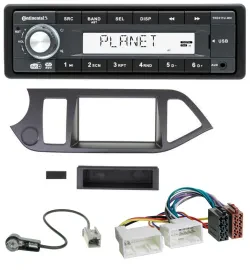 Continental MP3 AUX USB DAB 1DIN Autoradio für Kia Picanto ab 2011 ohne Start-St