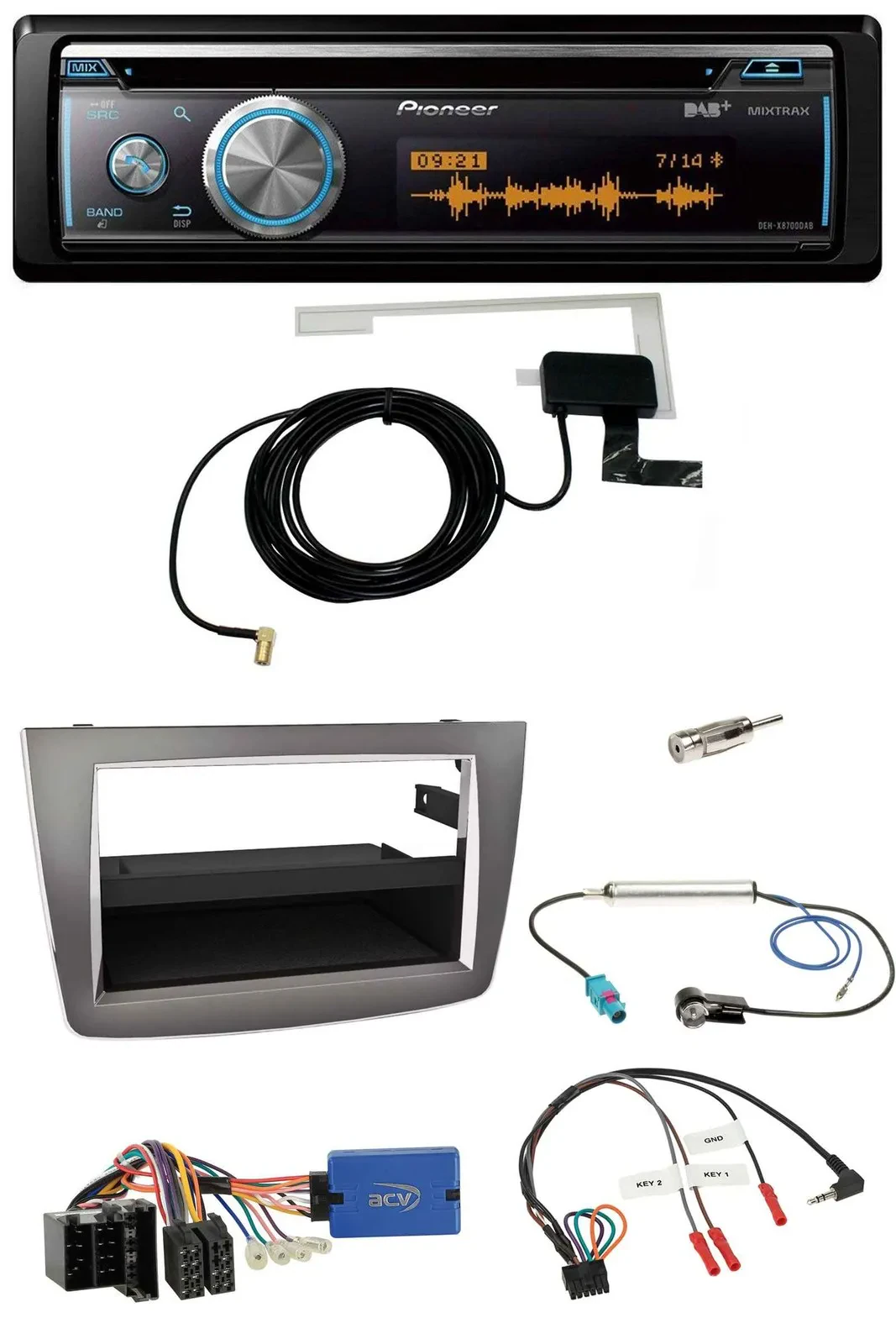 Автомагнитола для Alfa Romeo Mito (955) 2013–2018 Pioneer Bluetooth, DAB, USB, CD, поддержка кнопок на руле, ISO