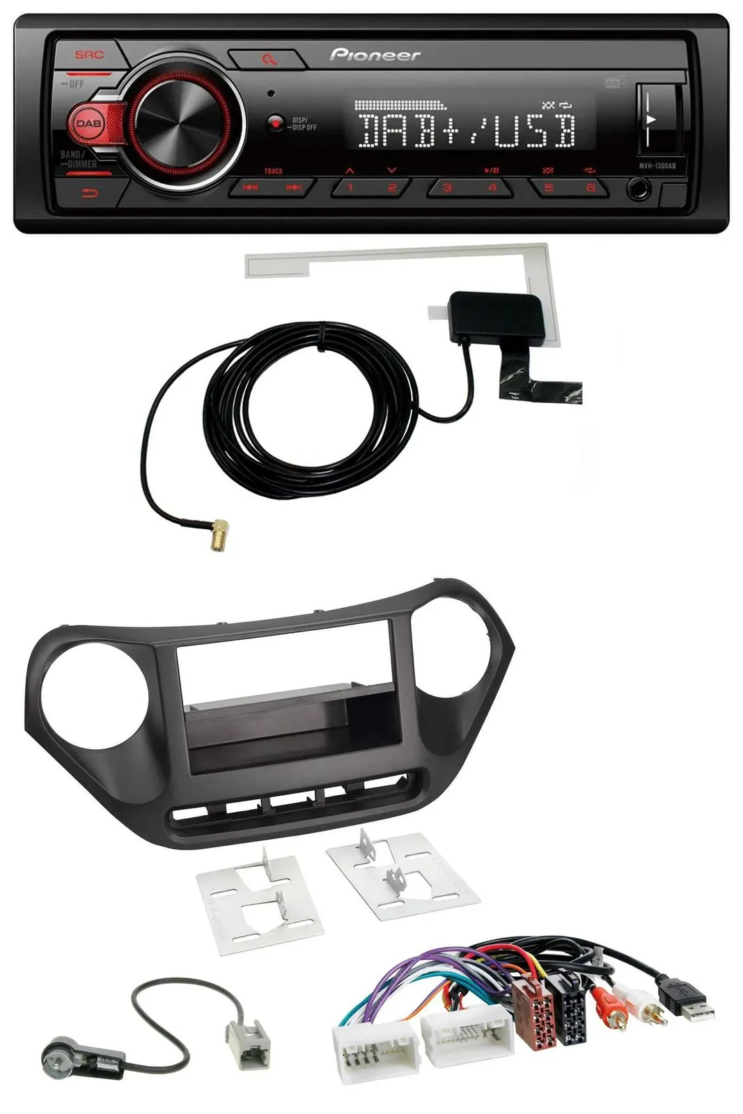 Автомагнитола для Hyundai i10 (с 2013) Pioneer 1-DIN, MP3, DAB, USB, AUX