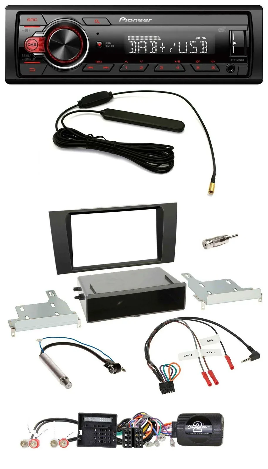 Автомагнитола Pioneer 1 DIN, DAB, MP3, USB, для Audi A4 (2000–2001)