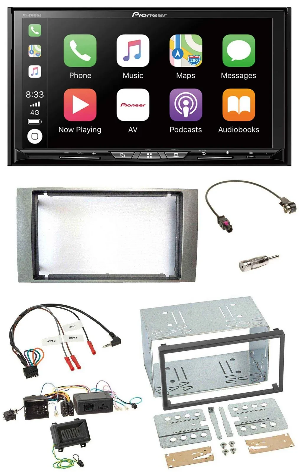 Pioneer 2DIN Lenkrad USB DAB DVD Bluetooth Autoradio für Ford Kuga 2008-2012 sil