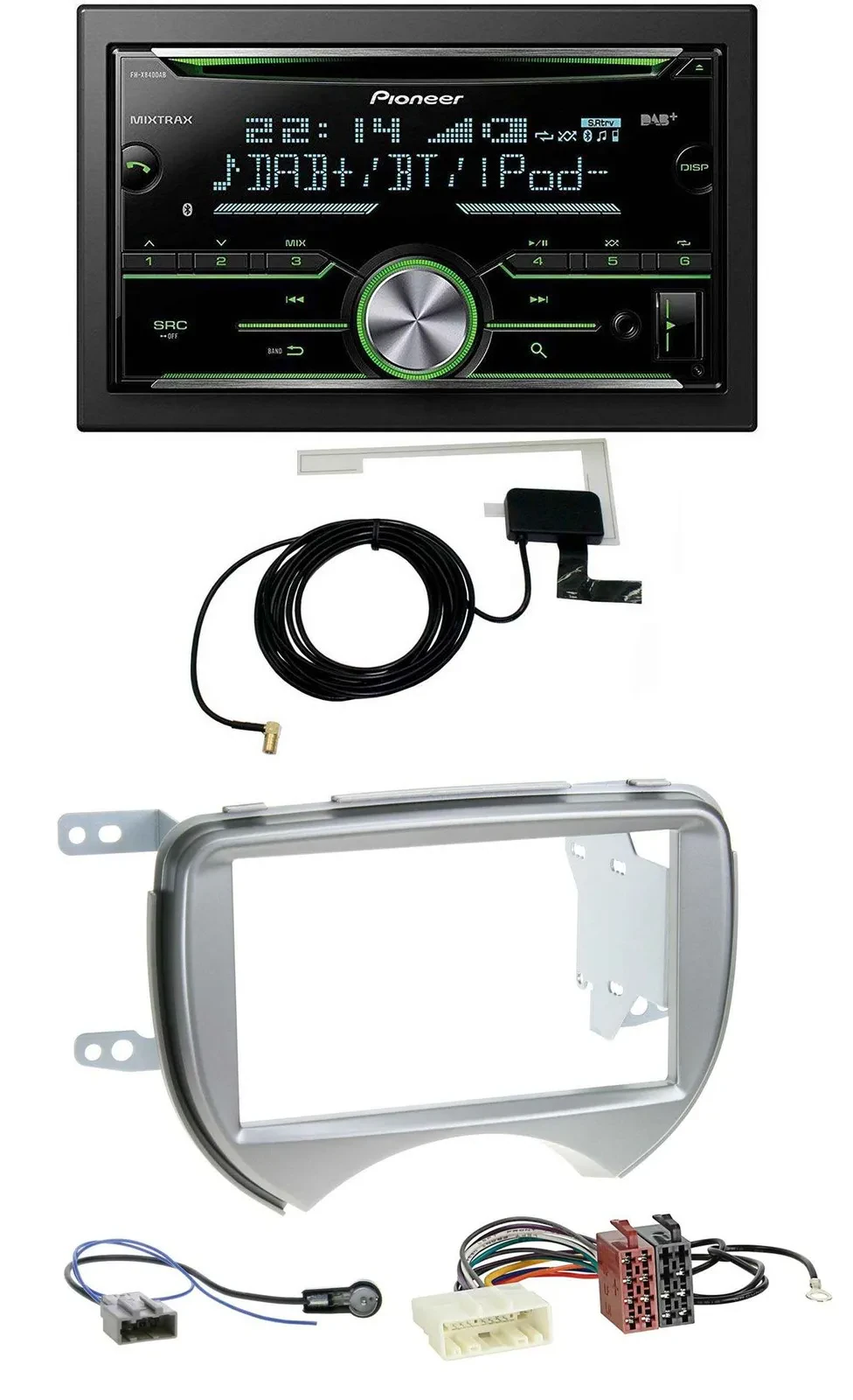 Pioneer CD USB MP3 Bluetooth 2DIN DAB Autoradio für Nissan Micra 2010-2013 silbe