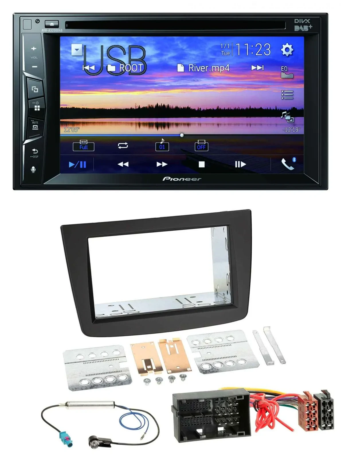 Pioneer Bluetooth 2DIN USB DVD DAB MP3 Autoradio für Alfa Romeo Mito 955 ab 14 s