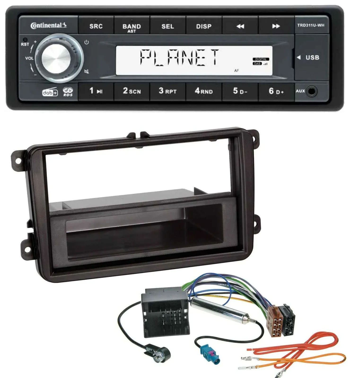 Continental MP3 AUX USB DAB 1DIN Autoradio für VW Sharan ab 10 Tiguan ab 07 Tour