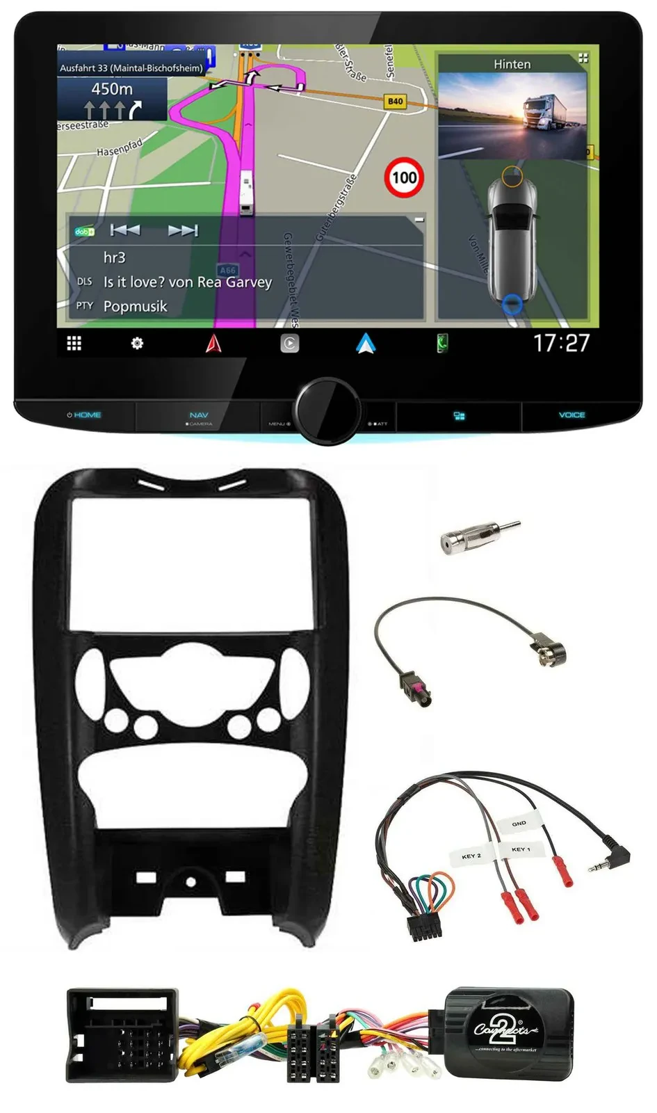 Kenwood Bluetooth DAB TMC 2DIN Lenkrad USB Navigation für Mini Cooper 2006-2014