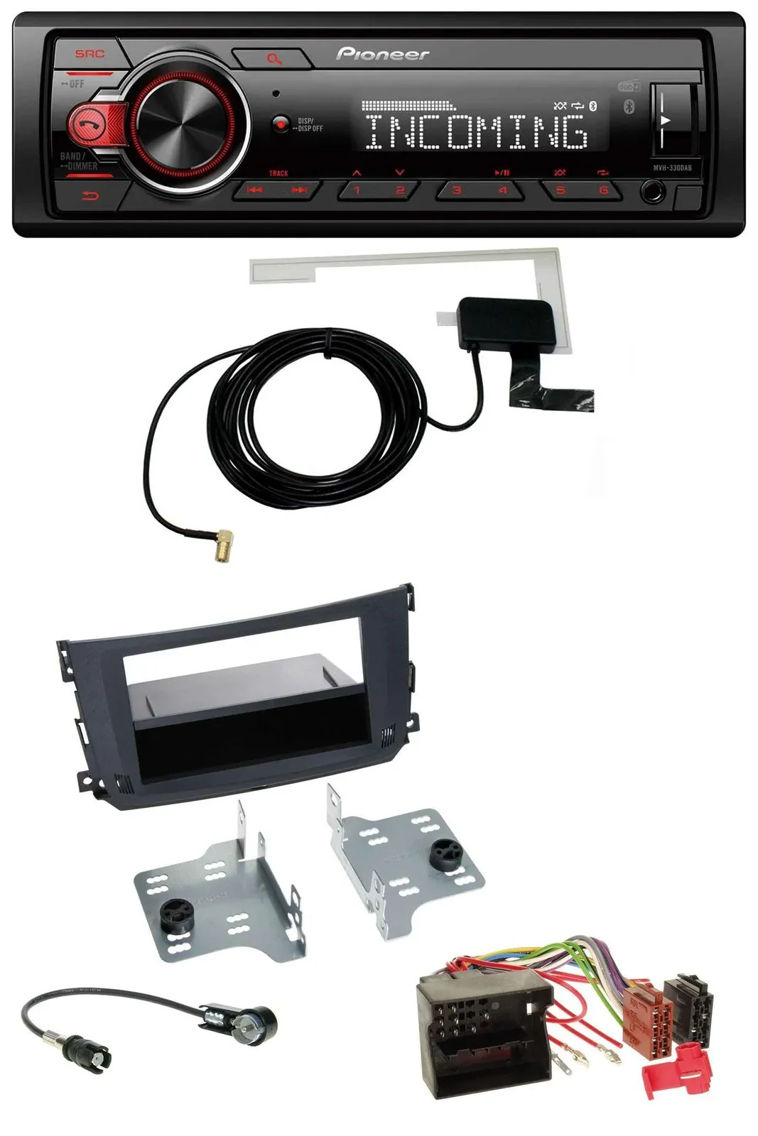 Pioneer MP3 AUX CD DAB USB Autoradio für Smart ForTwo (451, 2010-2015)