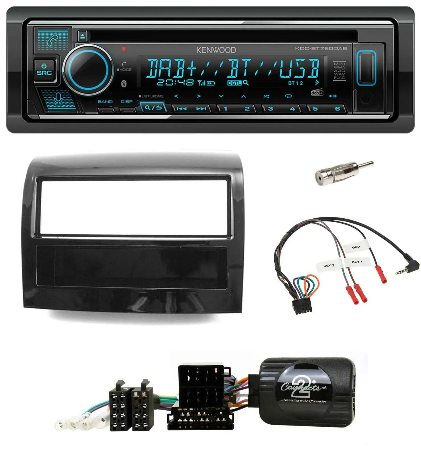 Kenwood Lenkrad Bluetooth DAB USB CD Autoradio für Fiat Ducato 2012-2015 Piano