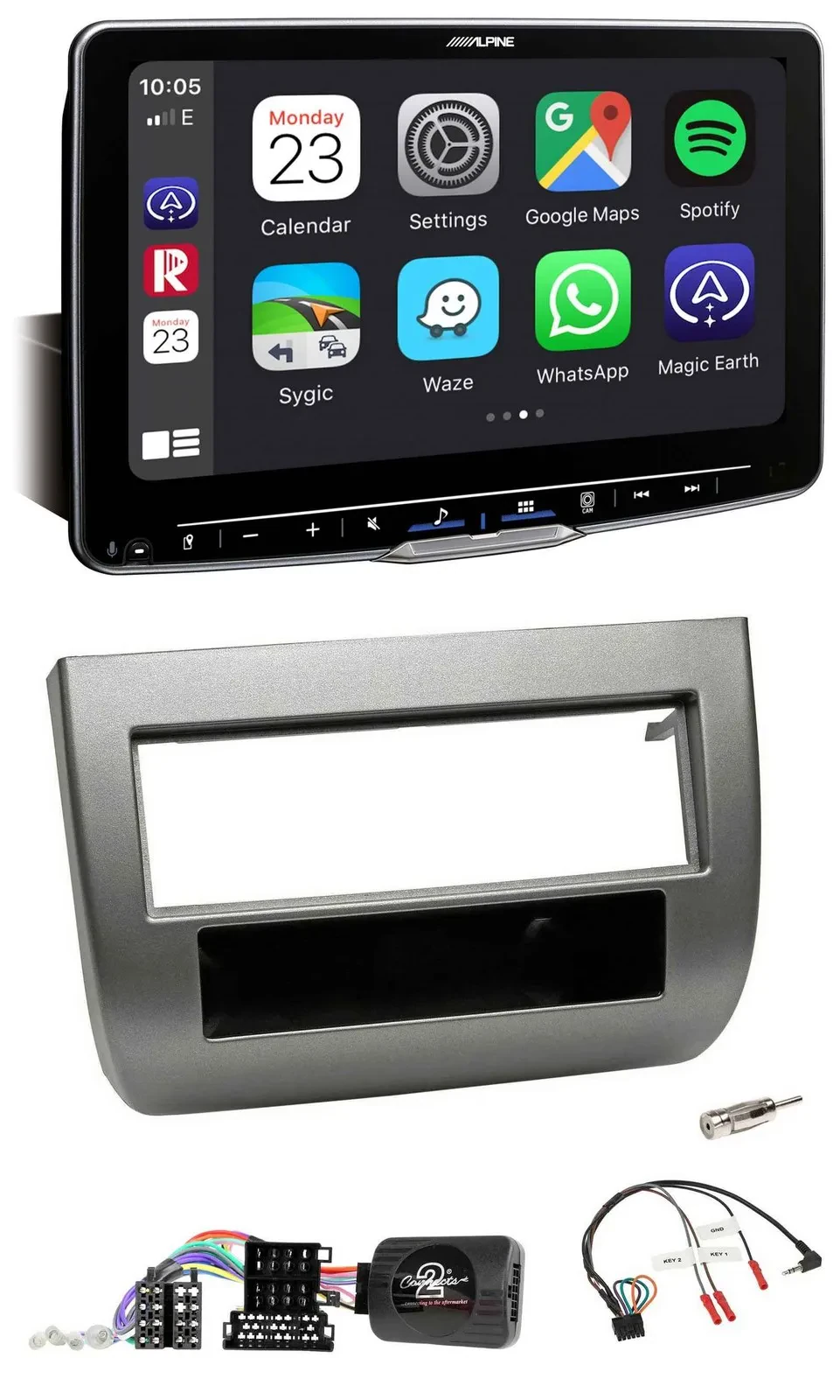 Автомагнитола Alpine Bluetooth, USB, DAB для Lancia Y (843, 2005–2011) антрацит