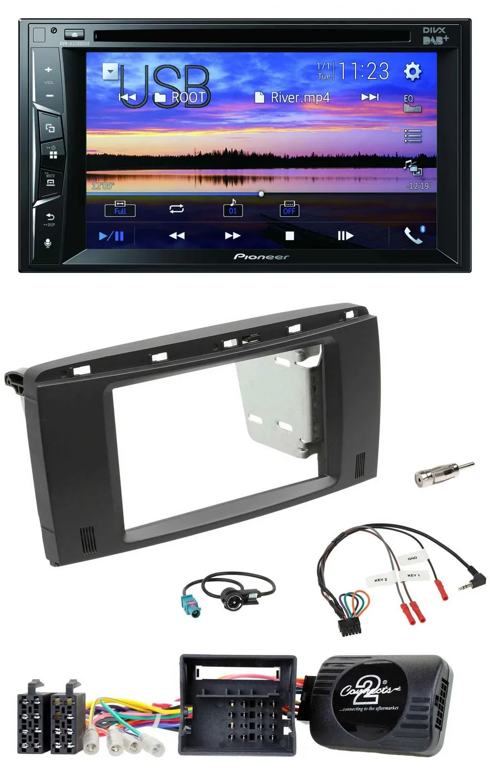 Pioneer Bluetooth 2DIN USB DVD DAB Lenkrad Autoradio für Mercedes SLK 08-11 R171